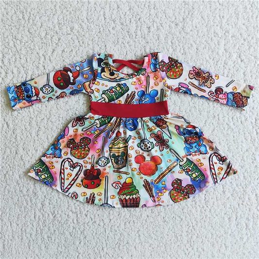 6 C9-17 Cake cartoon red bandage long-sleeved skirt