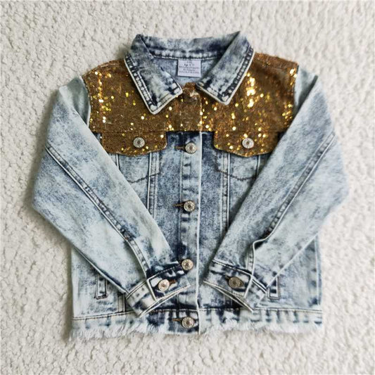 6 B12-10 sequin button denim jacket