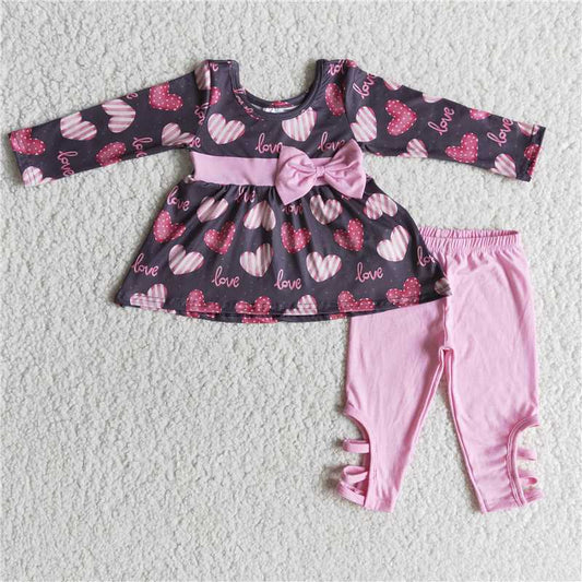 6 A26-29 Heart Bow Top Pink Trousers