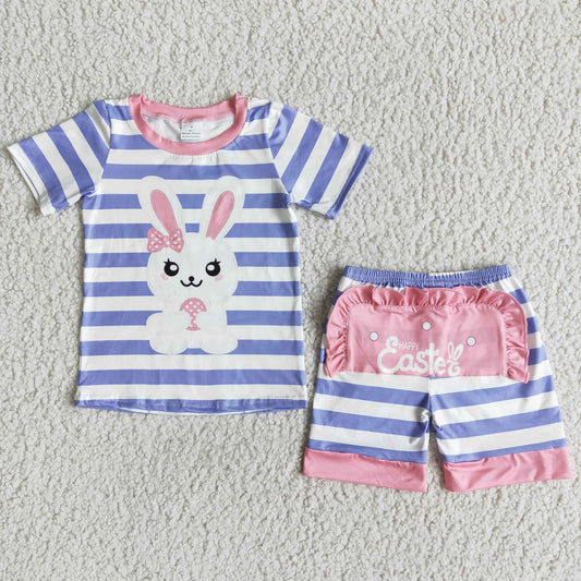 E7-17  Pink Rabbit Blue Stripes Suit
