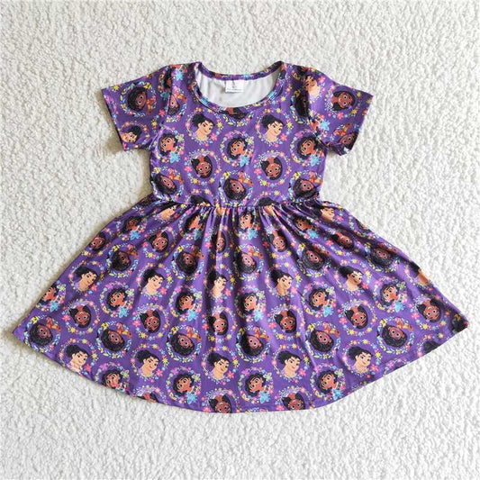 GSD0008  Purple Short Sleeve Dress