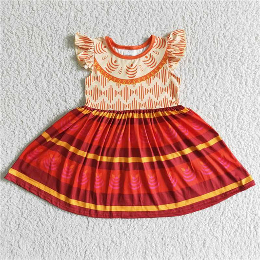 GSD0010 Orange flying sleeve stitching orange skirt dress