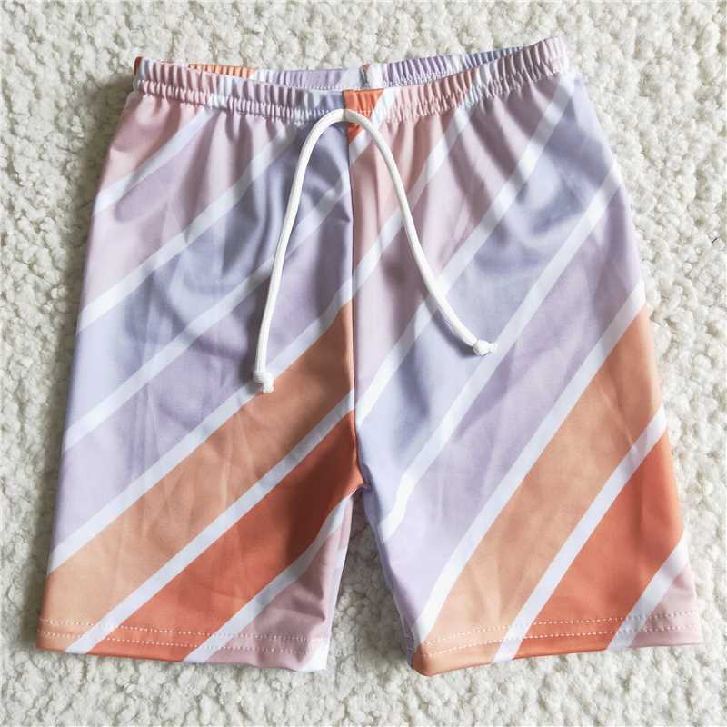 SS0006 Yellow and White Striped Drawstring Swim Shorts