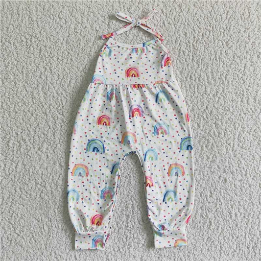 SR0050 Girls' Rainbow Polka Dot Tie One Piece