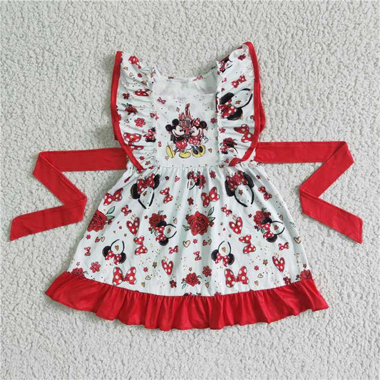 GSD0069 Girls Bow Lace Sleeve Belt Skirt