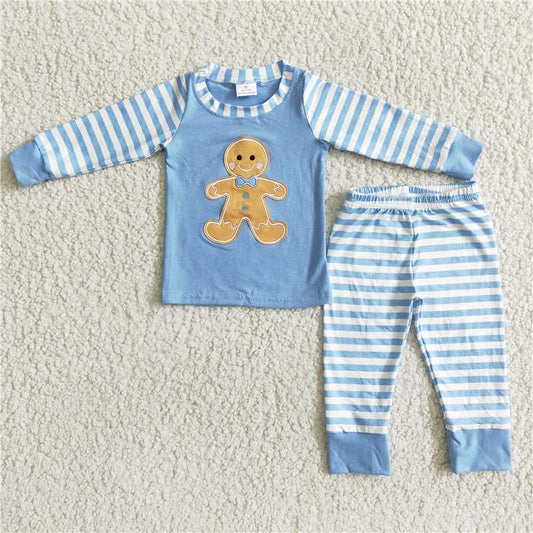 6 B8-23 Boys' Embroidered Striped Pajamas