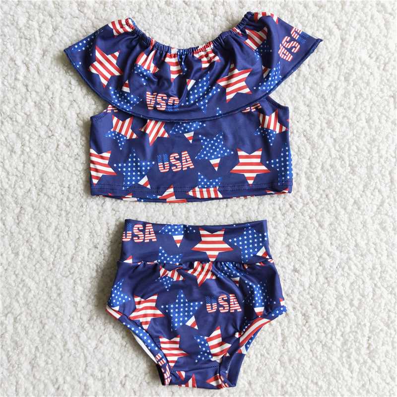 D10-5 USA Striped Star Thong Set Bloomer Outfit