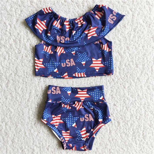 D10-5 USA Striped Star Thong Set Bloomer Outfit