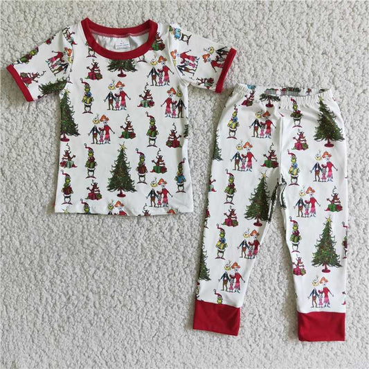 E2-2 Boys Christmas Tree Short Sleeve Pants Set