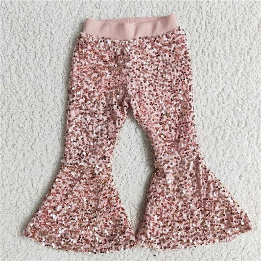 E2-28 Pink Sequin Flare Pants