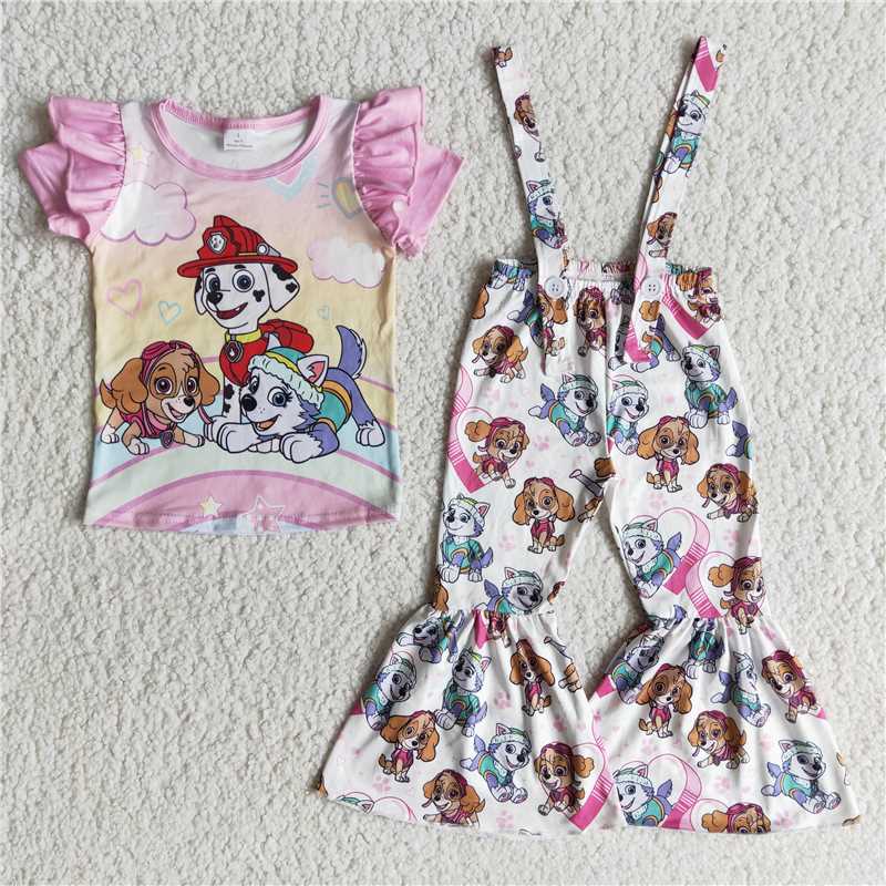 E12-17 Cartoon Dog Valentine's Day Short Sleeve Bib