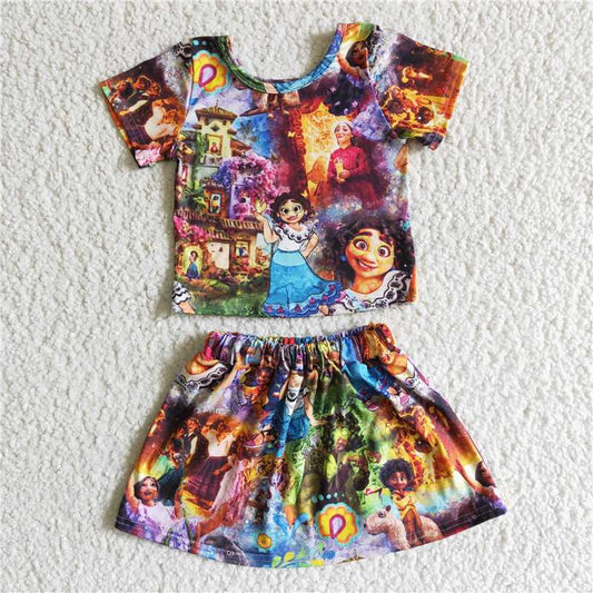 GSD0027 girl cartoon short sleeve skirt suit