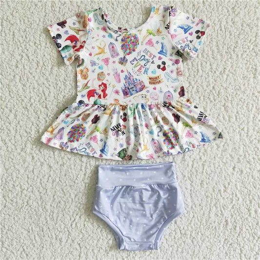 GBO0026 Purple Polka Dot Short Sleeve Briefs Set 2025 3.8