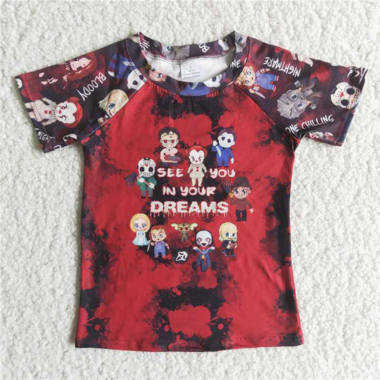 C9-17 clown halloween red short sleeve top