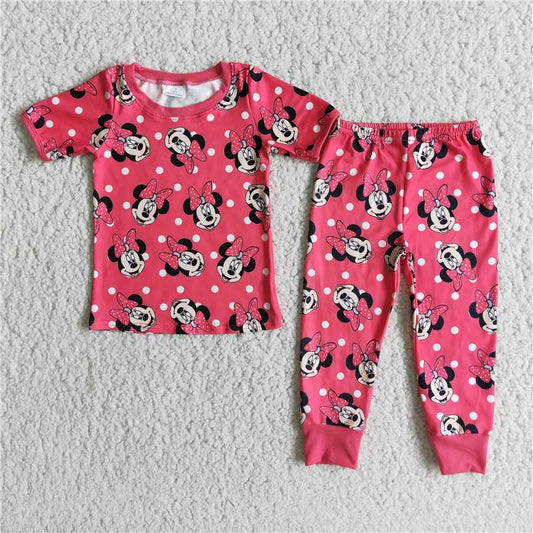 E1-15 pink cartoon pajamas set
