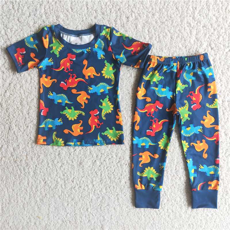 E2-29 dinosaur short sleeve trousers suit