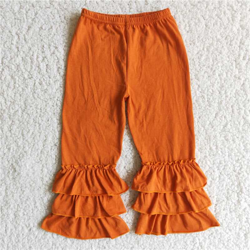 E2-12 Orange Three-Layer Ruffle Trousers