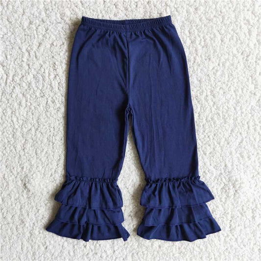 D10-13 Navy Three-Layer Ruffle Trousers