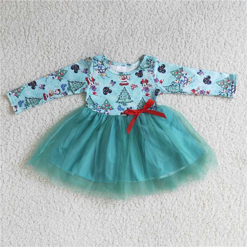 6 A15-1 Christmas cartoon green skirt dress