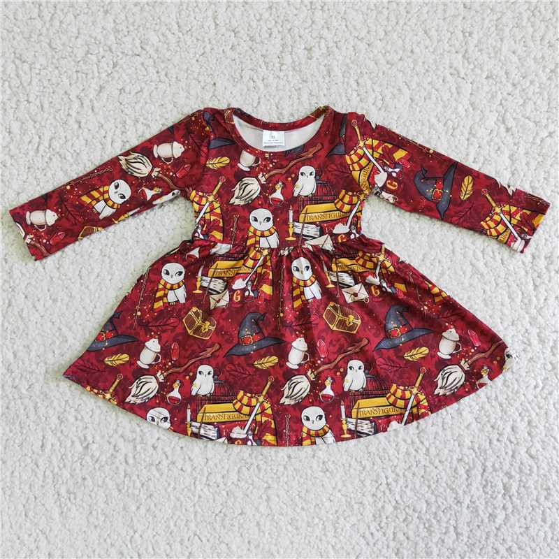 6 A6-4 Dark Red Harry Potter Long Sleeve Skirt