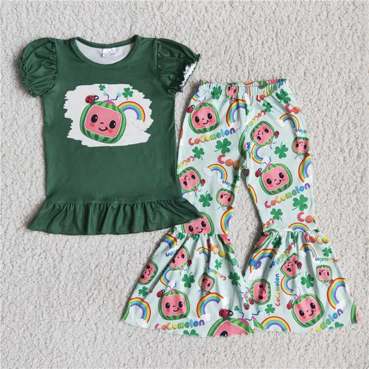 D9-2 cartoon girl short-sleeved trousers suit