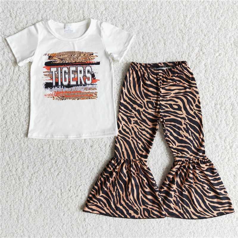 B1-5 TIGERS White Short Sleeve Flared Pants Set