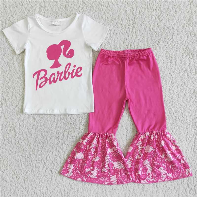 GSPO0055 Rose Red Girls Short Sleeve Trousers Suit