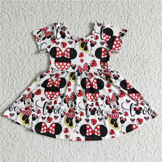 GSD0044 girl white dot short sleeve cartoon skirt