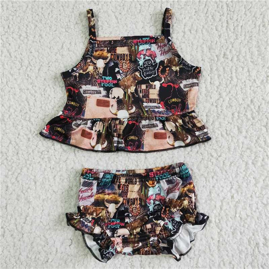 GBO0008 Girls Lace Flower Figure Suspender Briefs Suit