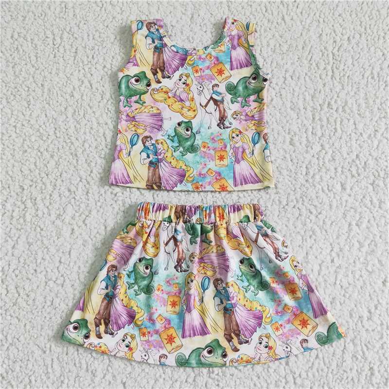 GSD0040 girl frog vest skirt suit