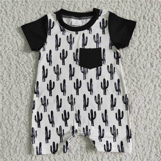 SR0017 Black Cactus Pocket Short Sleeve Bodysuit