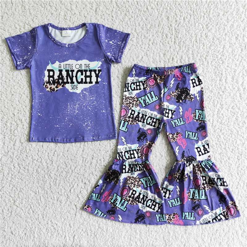 GSPO0024 Purple Short Sleeve Flared Pants Suits