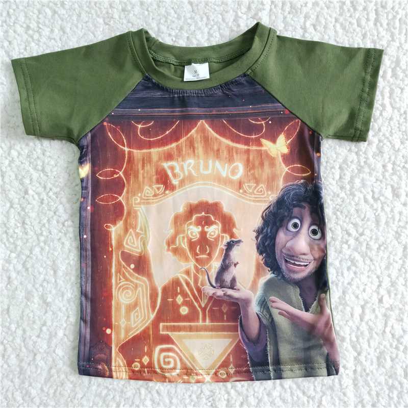 BT0001 cartoon green raglan tee