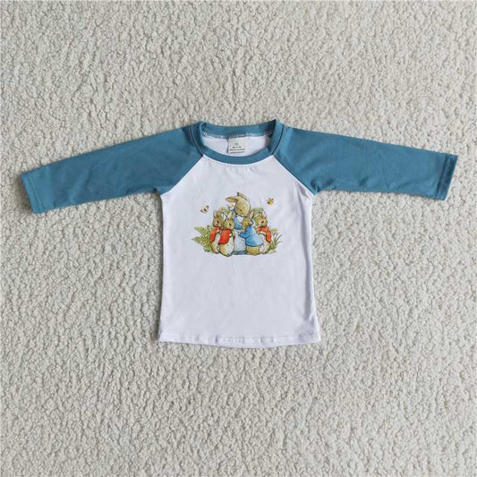 6 B13-33 Easter Blue Long Sleeve Bunny Top