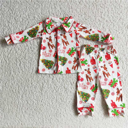 6 B4-39 Boys Christmas Little Elf Pajama Set