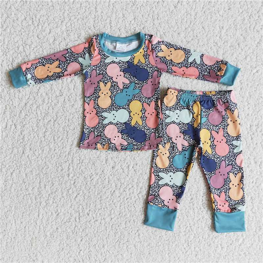 6 A29-4 Boys Easter Color Rabbit Pajamas
