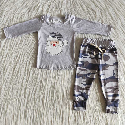 6 B7-37 Santa's Off-White Long Sleeve Camo Trousers Set
