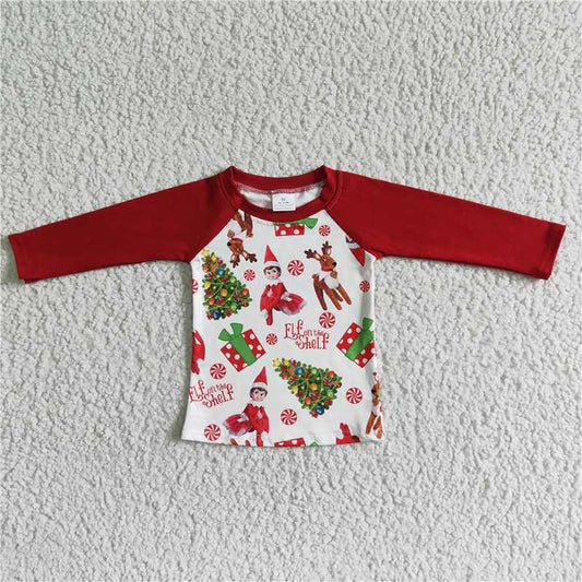 6 A12-21 Red Long Sleeve Christmas Top D 1101