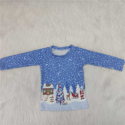 6 A1-16 Boys Blue Christmas Long Sleeve Top D 1021