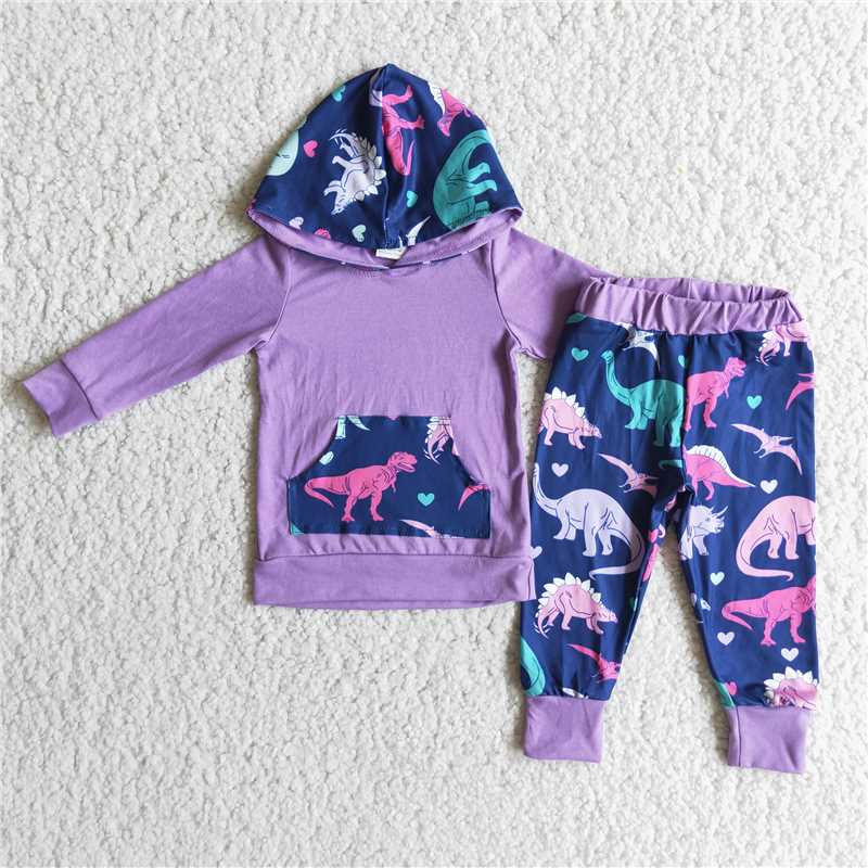 6 A18-2 Purple Hoodie Long Sleeve Sweater Pants Set