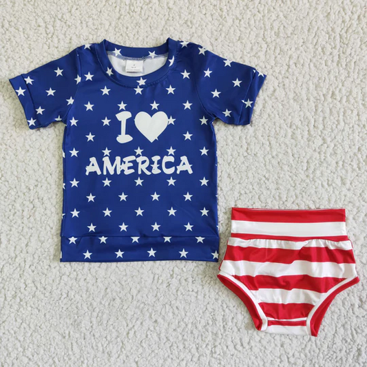 GBO0039 Girls AMERICAN National Day Brief Set