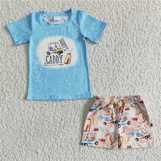 BSSO0024 Boys Auto Blue Short Sleeve Shorts Set