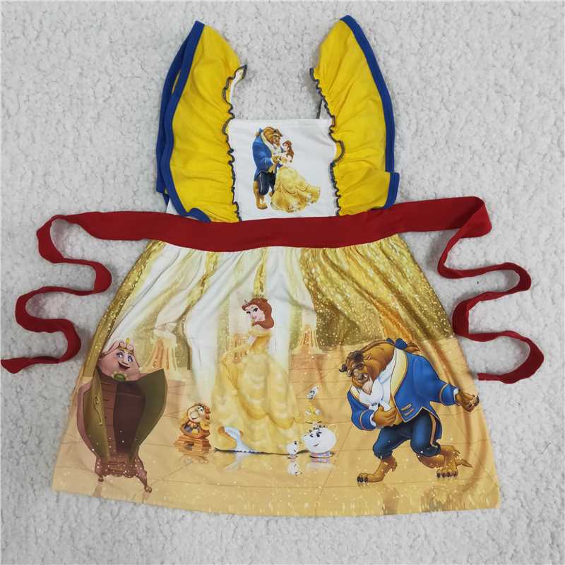 A10-22 New summer Cartoon Yellow Lace Sleeve Skirt