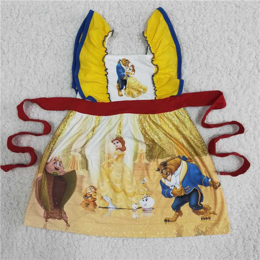 A10-22 New summer Cartoon Yellow Lace Sleeve Skirt