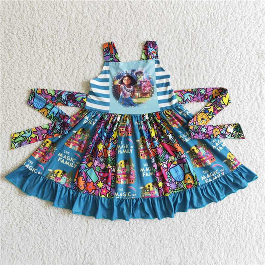 GSD0017 New summer fashion blue suspender lace-up dress D 3.1