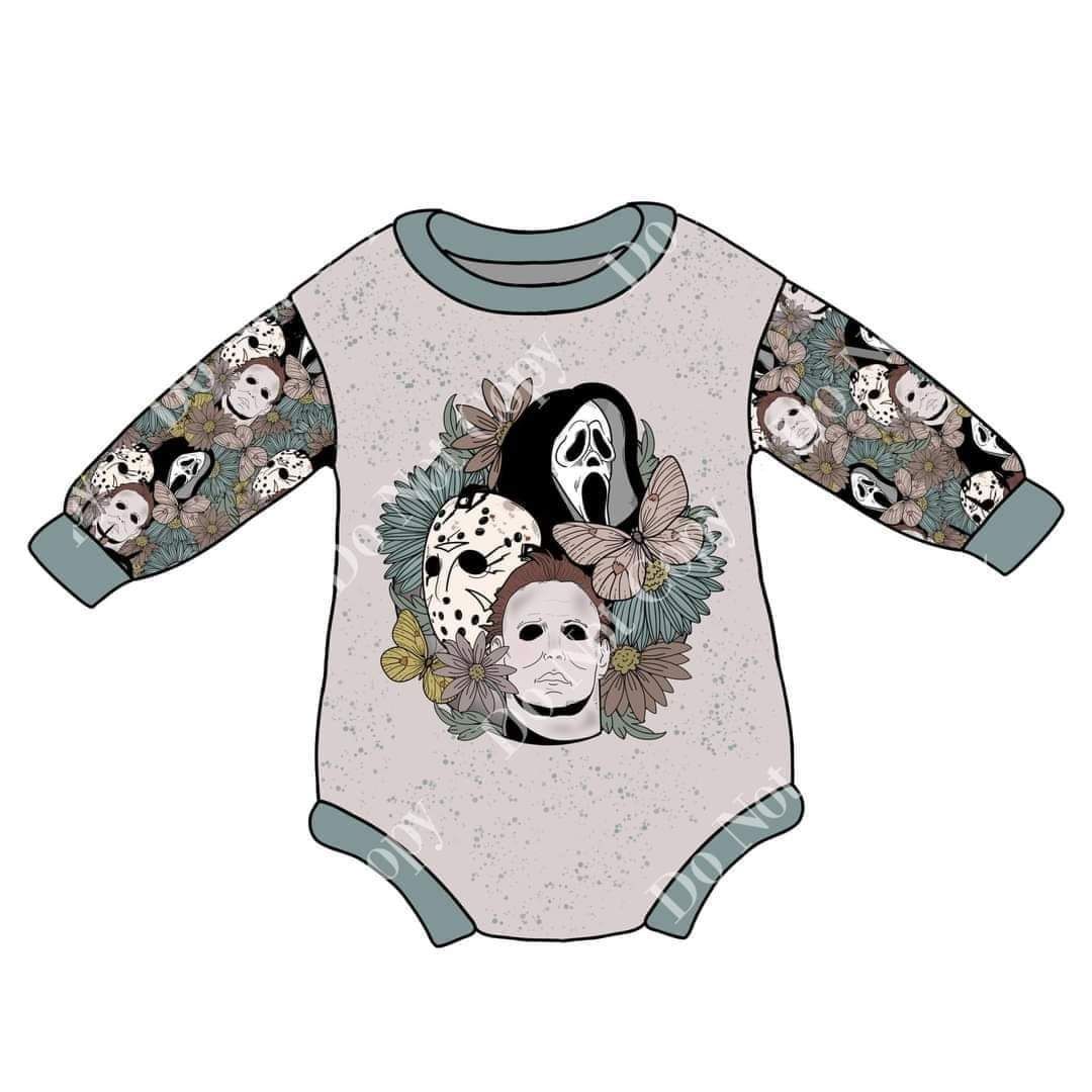 LR0082 Horror Mask Demon Long Sleeve Bodysuit