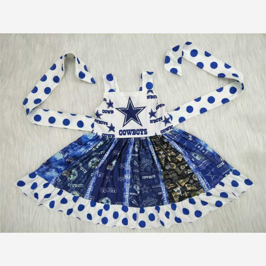 A12-21  New summer star polka dot blue dress