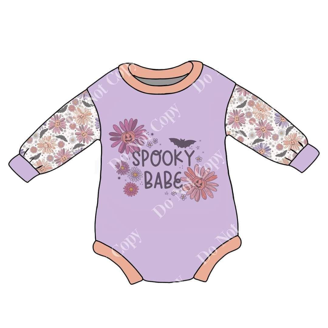 LR0075  Flower Print  long sleeve romper bodysuit