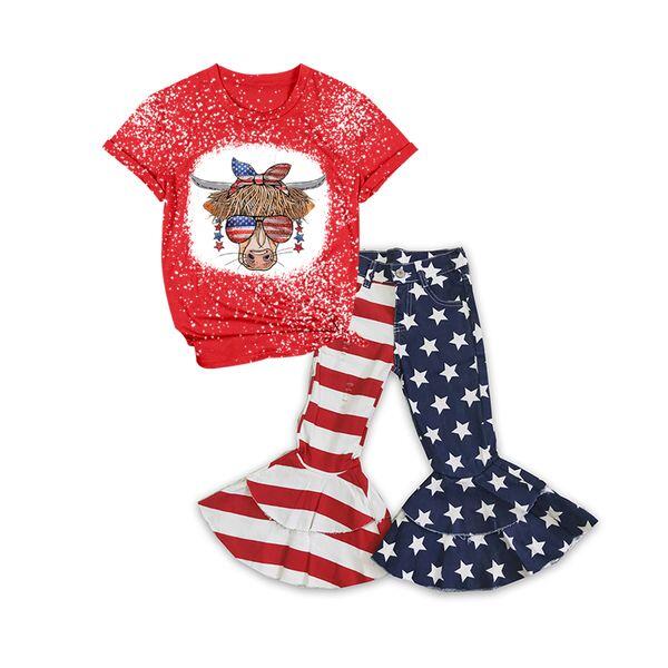 baby girl clothes red cow print top+ jeans  GT0114+C3-14