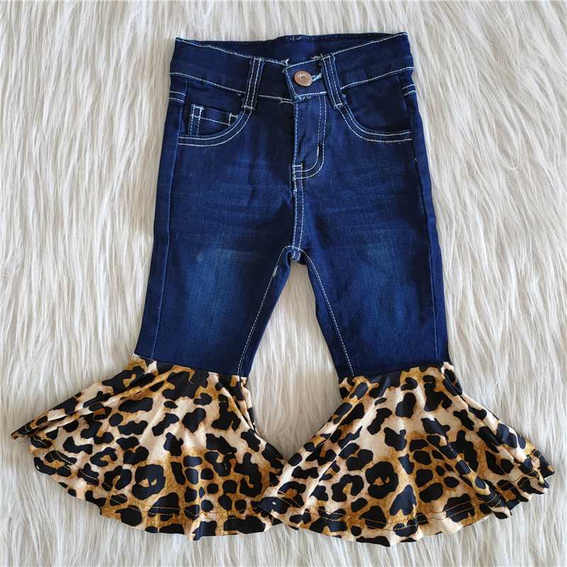 C15-26-2 New fashion Denim Leopard Print Flared Pants